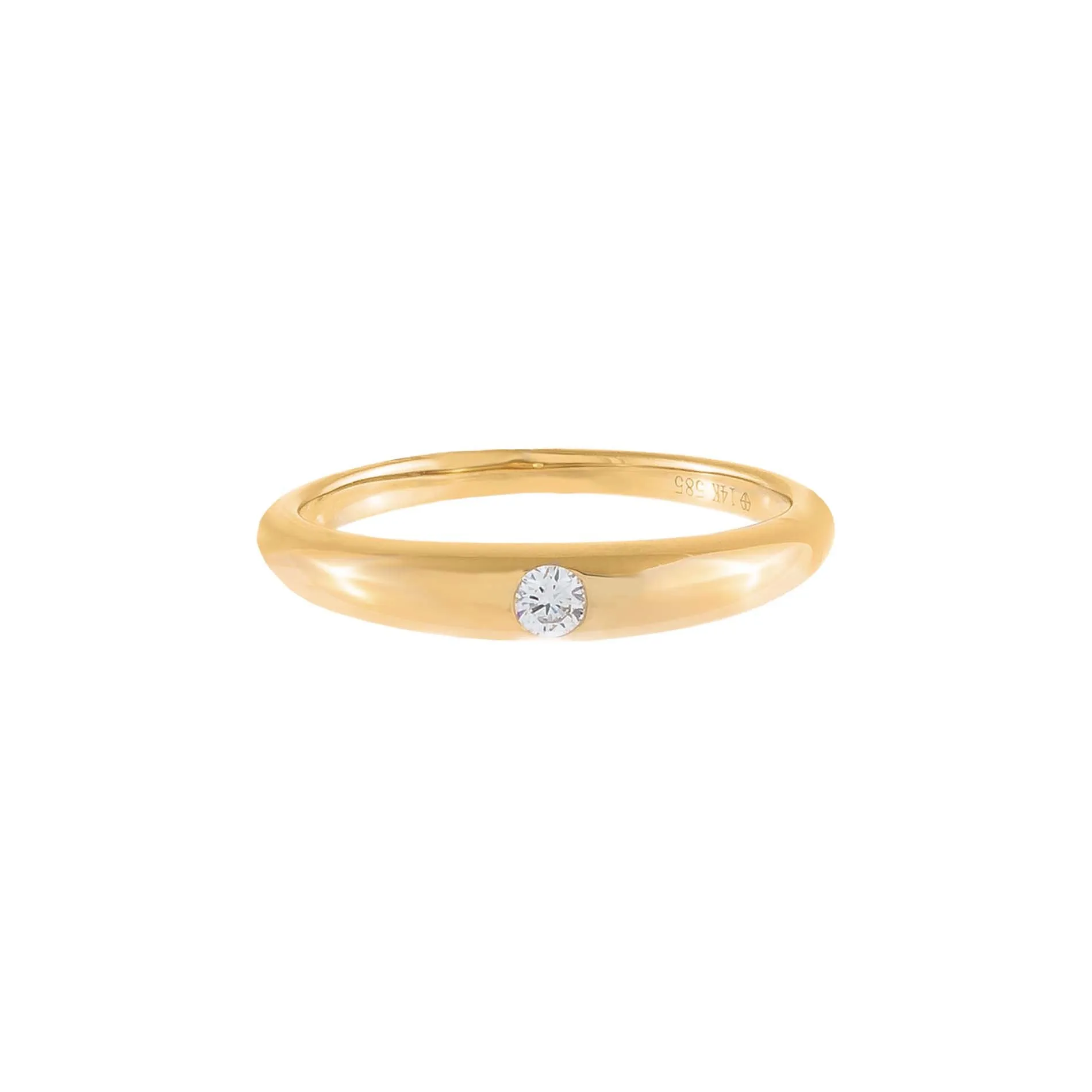 Diamond Hollow Dome Ring 14K