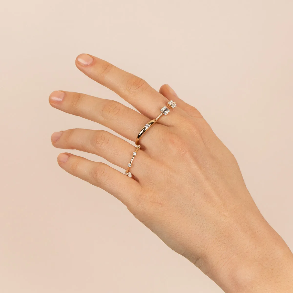 Diamond Hollow Dome Ring 14K
