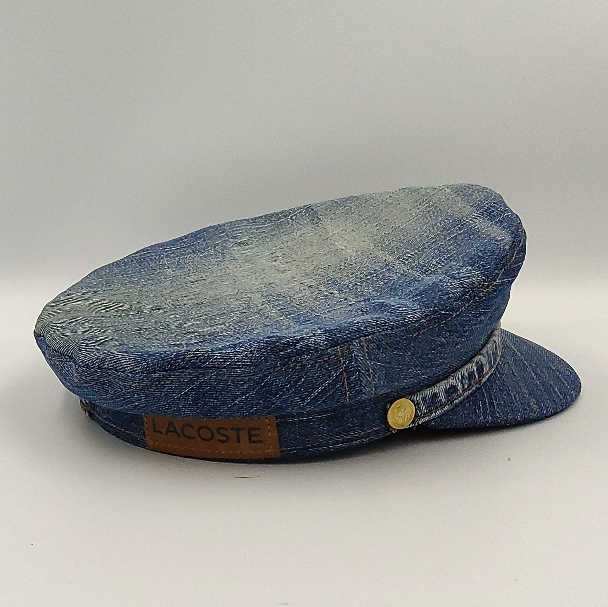 Distressed Lacoste Blue Denim Hat - Size Medium
