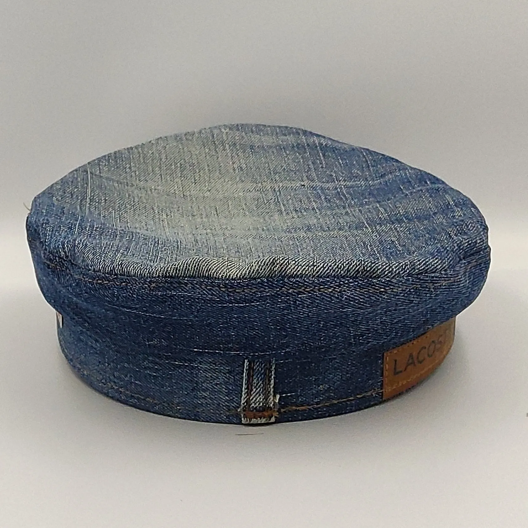 Distressed Lacoste Blue Denim Hat - Size Medium