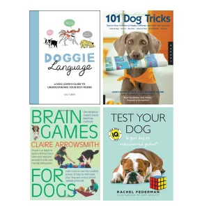 Dog Books for Adults & Children 4 Books Collection Set(Doggie Language,101 Dog Tricks and Training,Test Your Dog & Interpet Brain Games For Dogs)