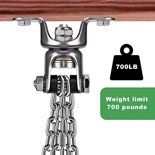 Dolibest Permanent Antirust Stainless Steel 304 Heavy Duty Boxing Punching Bag Hnager,700 LB Capacity, 360° Rotation Wood Beam Holder with 2 Wood Screws for Wooden Sets, Bearing Design