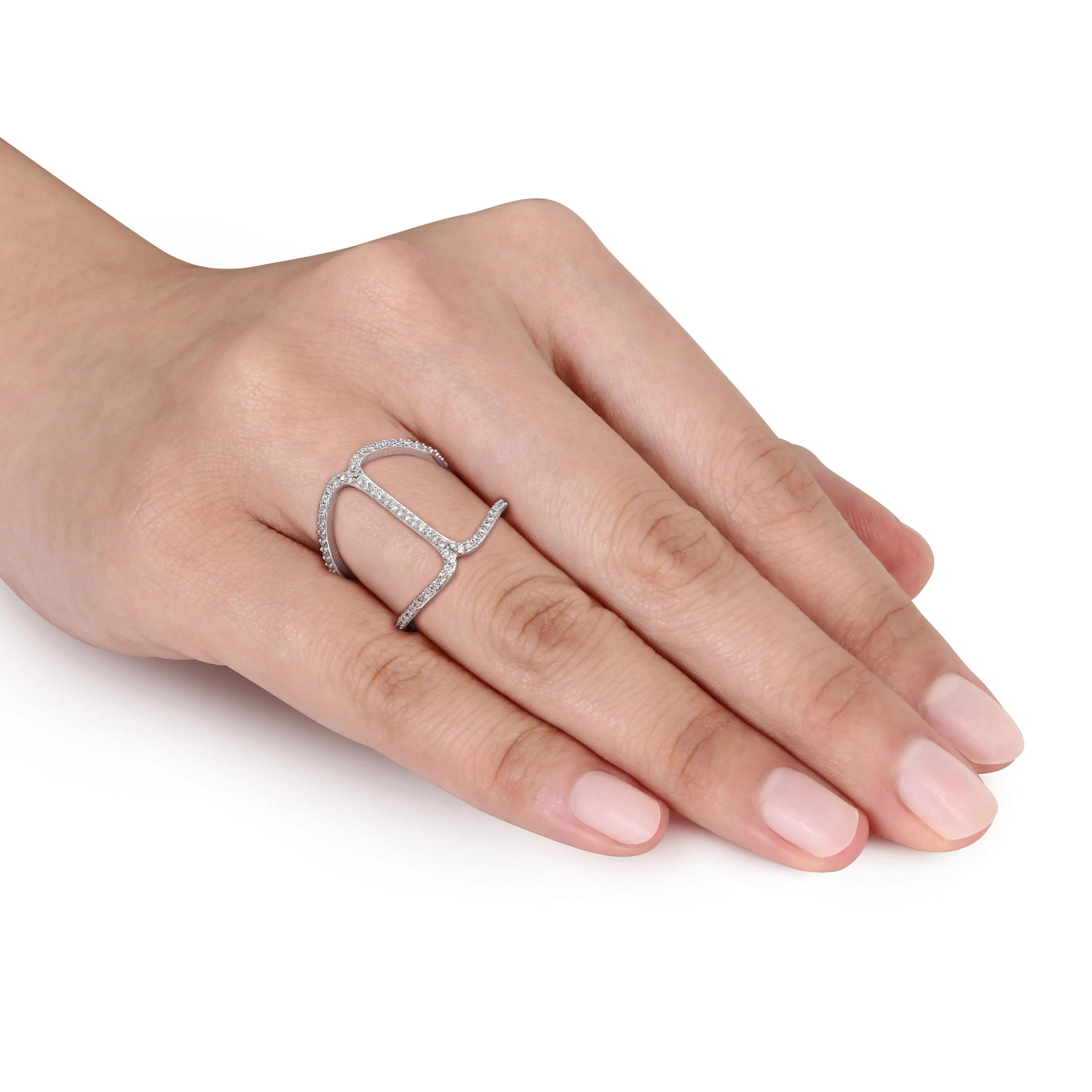 Double Band Diamond Bar Ring