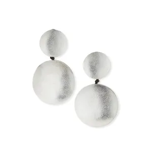 DOUBLE DROP DISC EARRINGS SILVER FOIL/RESIN