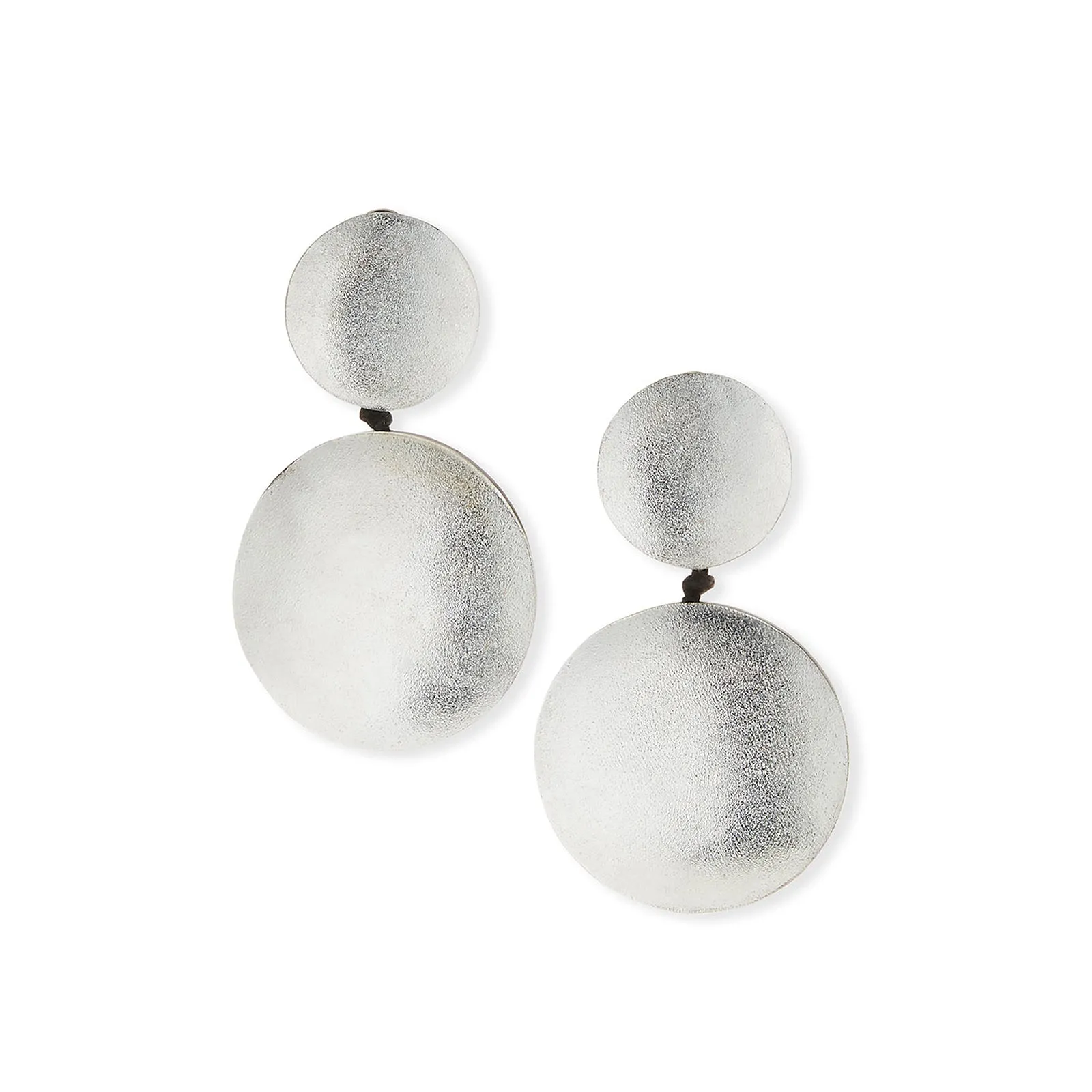 DOUBLE DROP DISC EARRINGS SILVER FOIL/RESIN