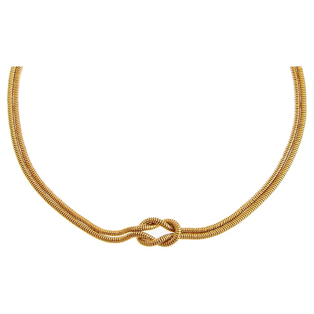Double Snake Chain Knotted Choker Necklace