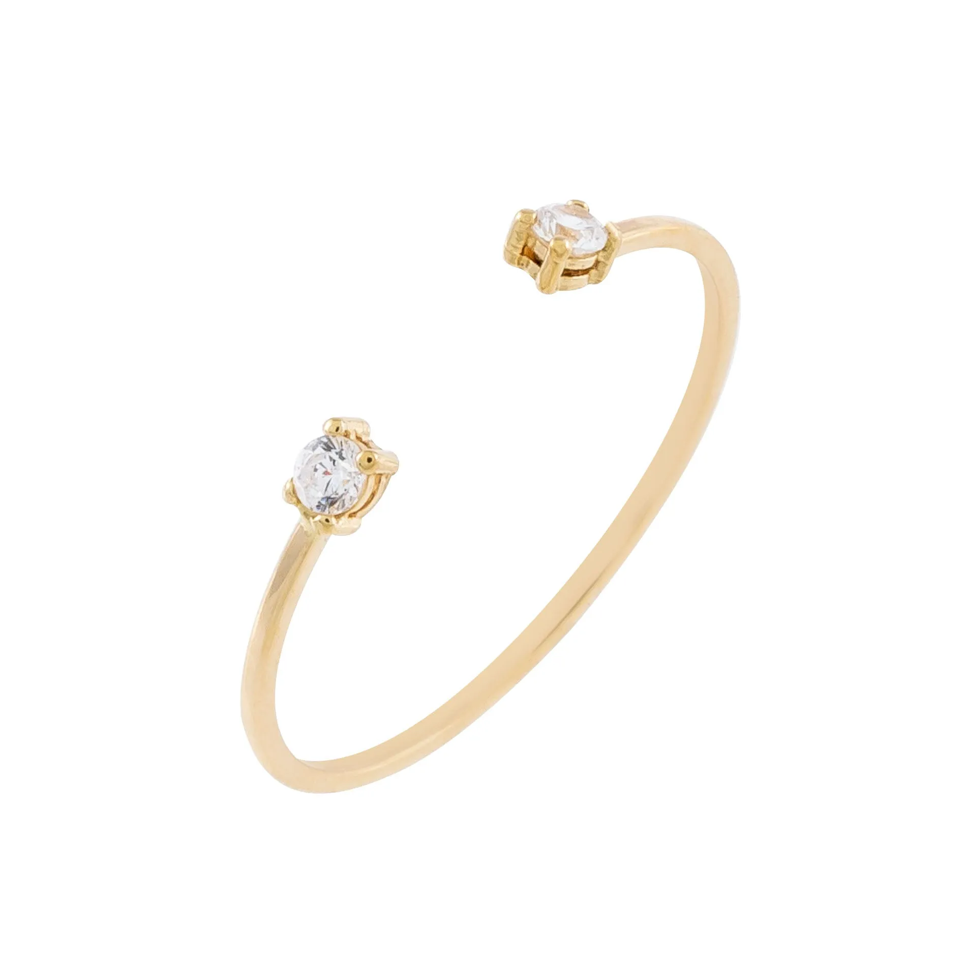 Double Solitaire CZ Ring 14K