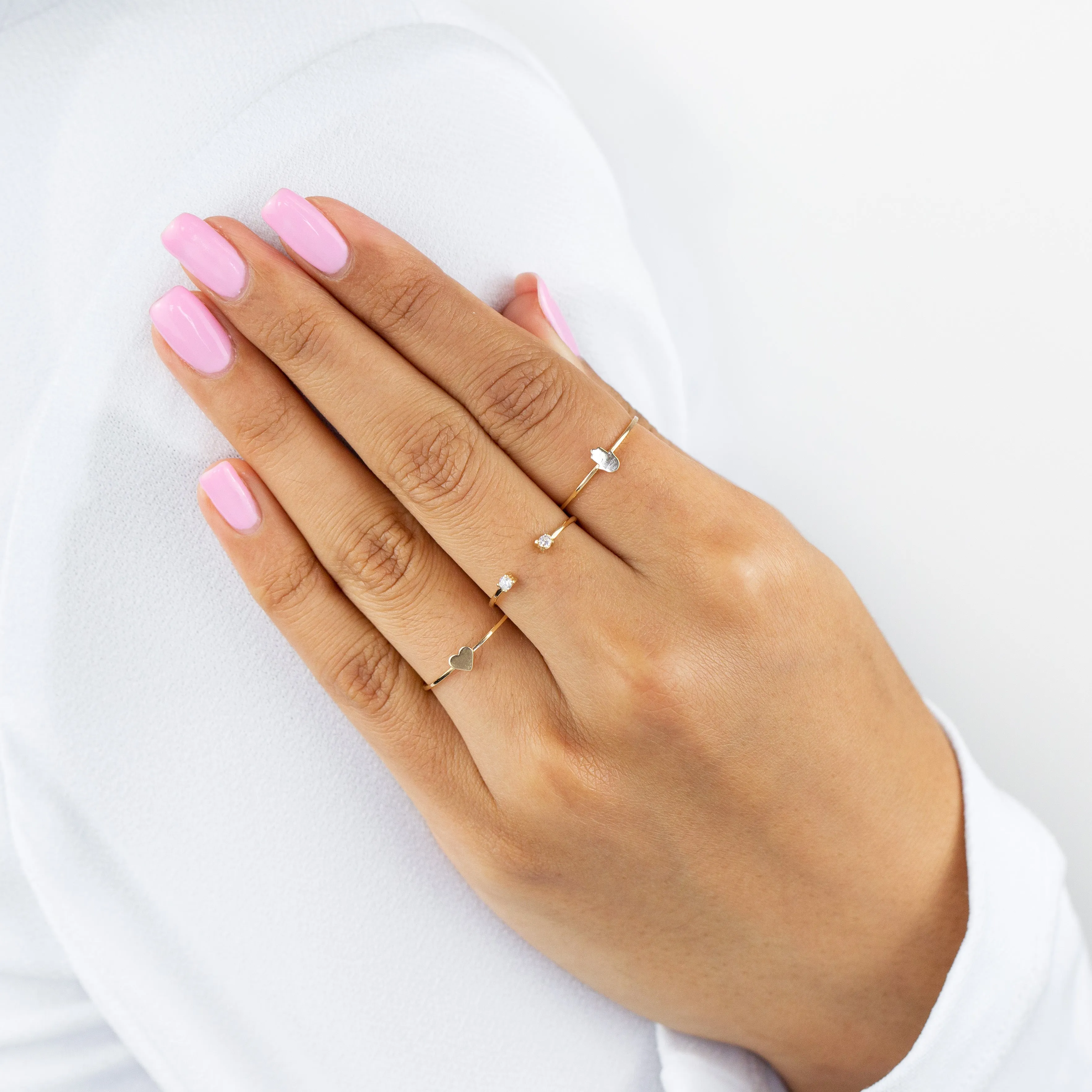 Double Solitaire CZ Ring 14K