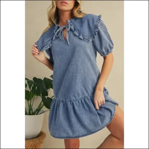 Dusk Blue Ruffle Denim Mini Dress: your "Damn, Girl!" Fit  💙