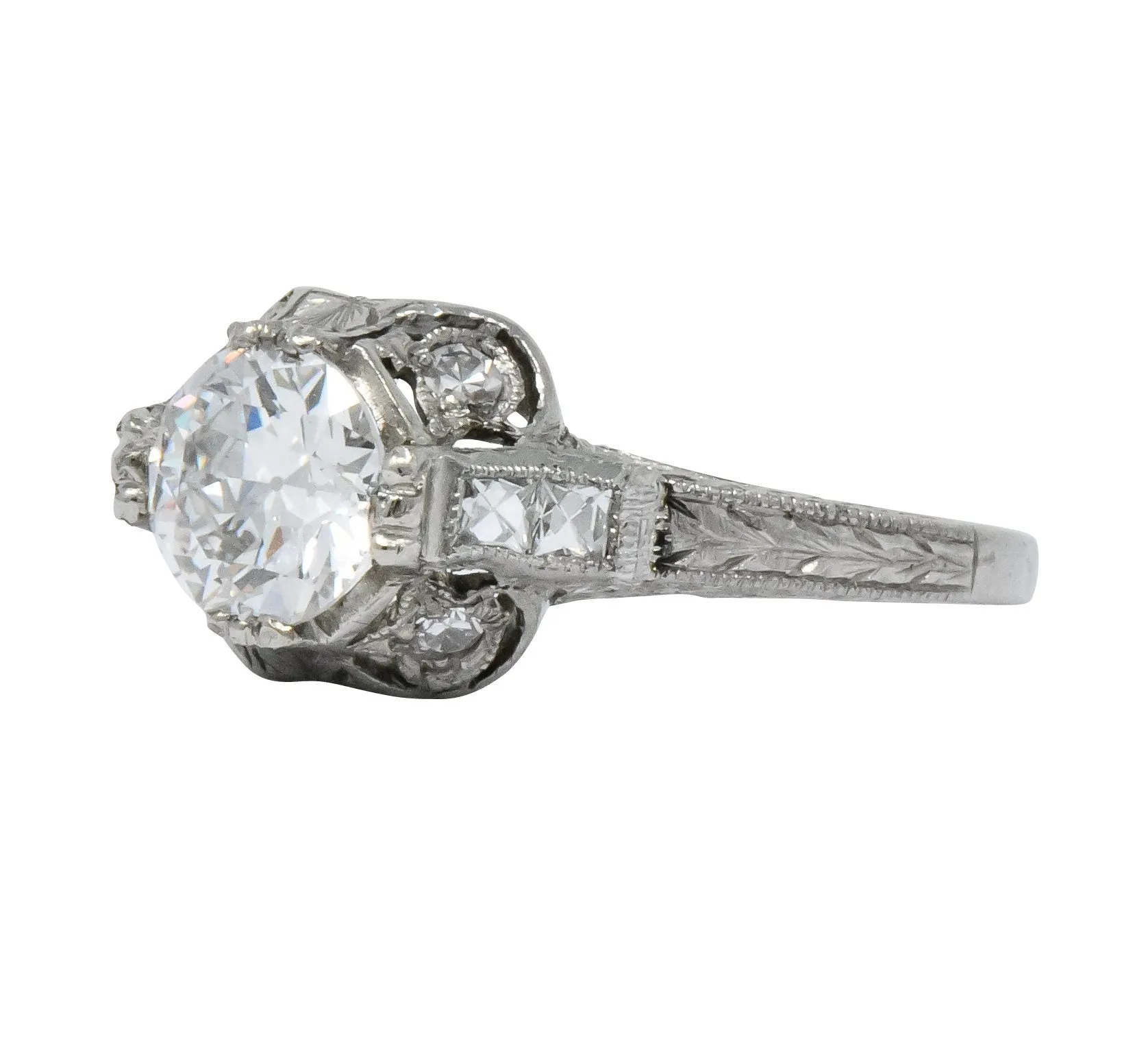 Edwardian 1.20 CTW Diamond Platinum Engagement Ring GIA