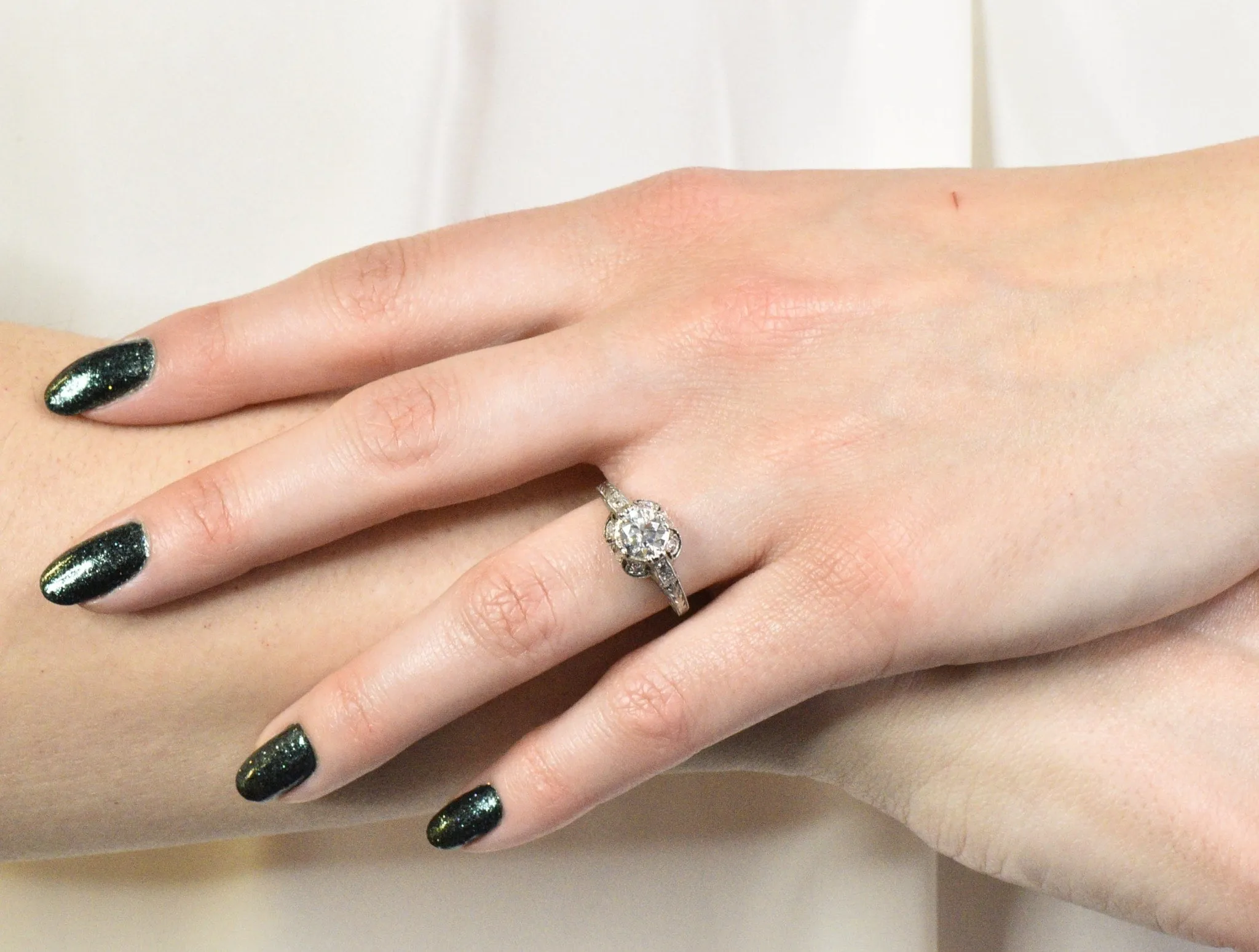 Edwardian 1.20 CTW Diamond Platinum Engagement Ring GIA