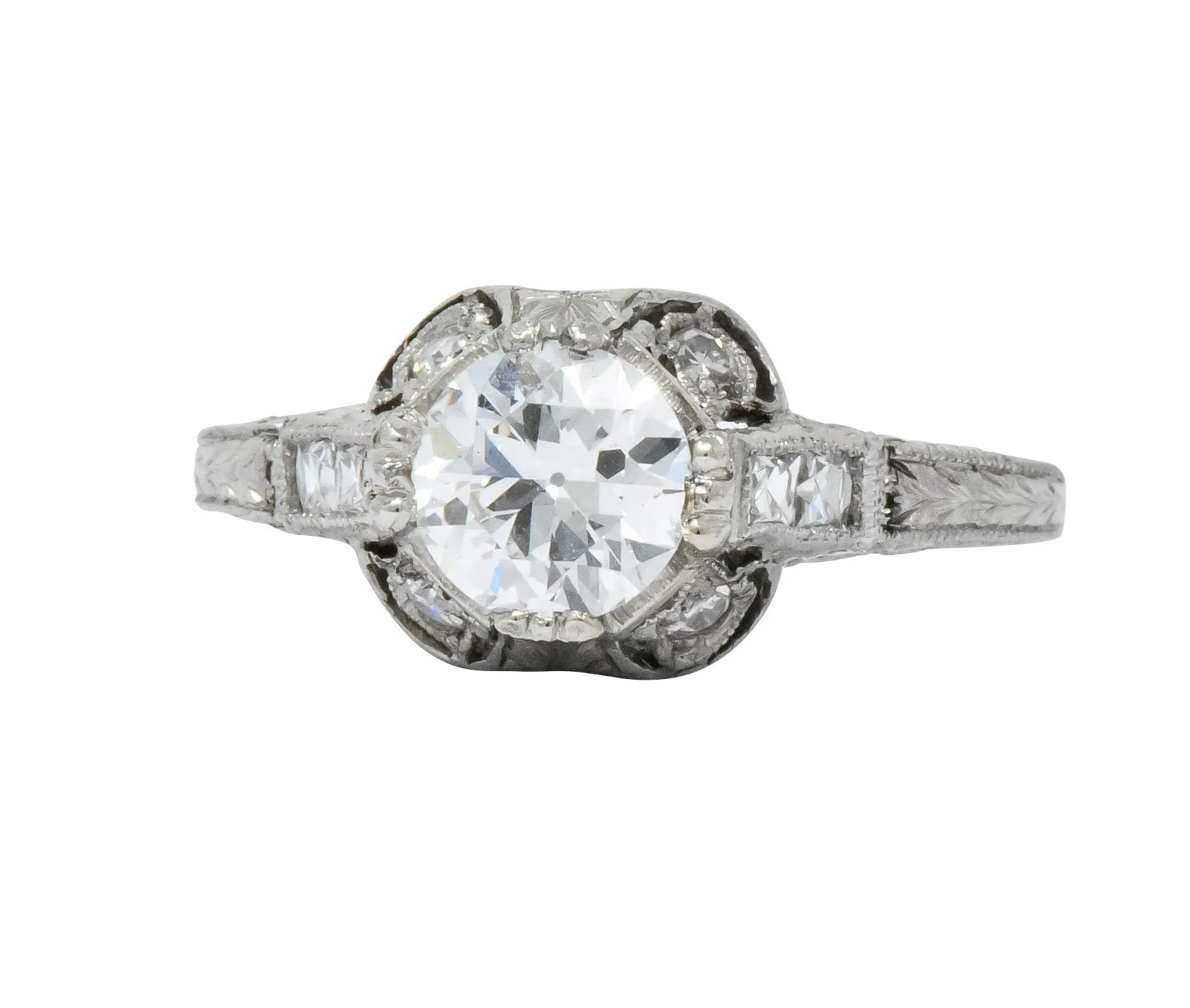 Edwardian 1.20 CTW Diamond Platinum Engagement Ring GIA