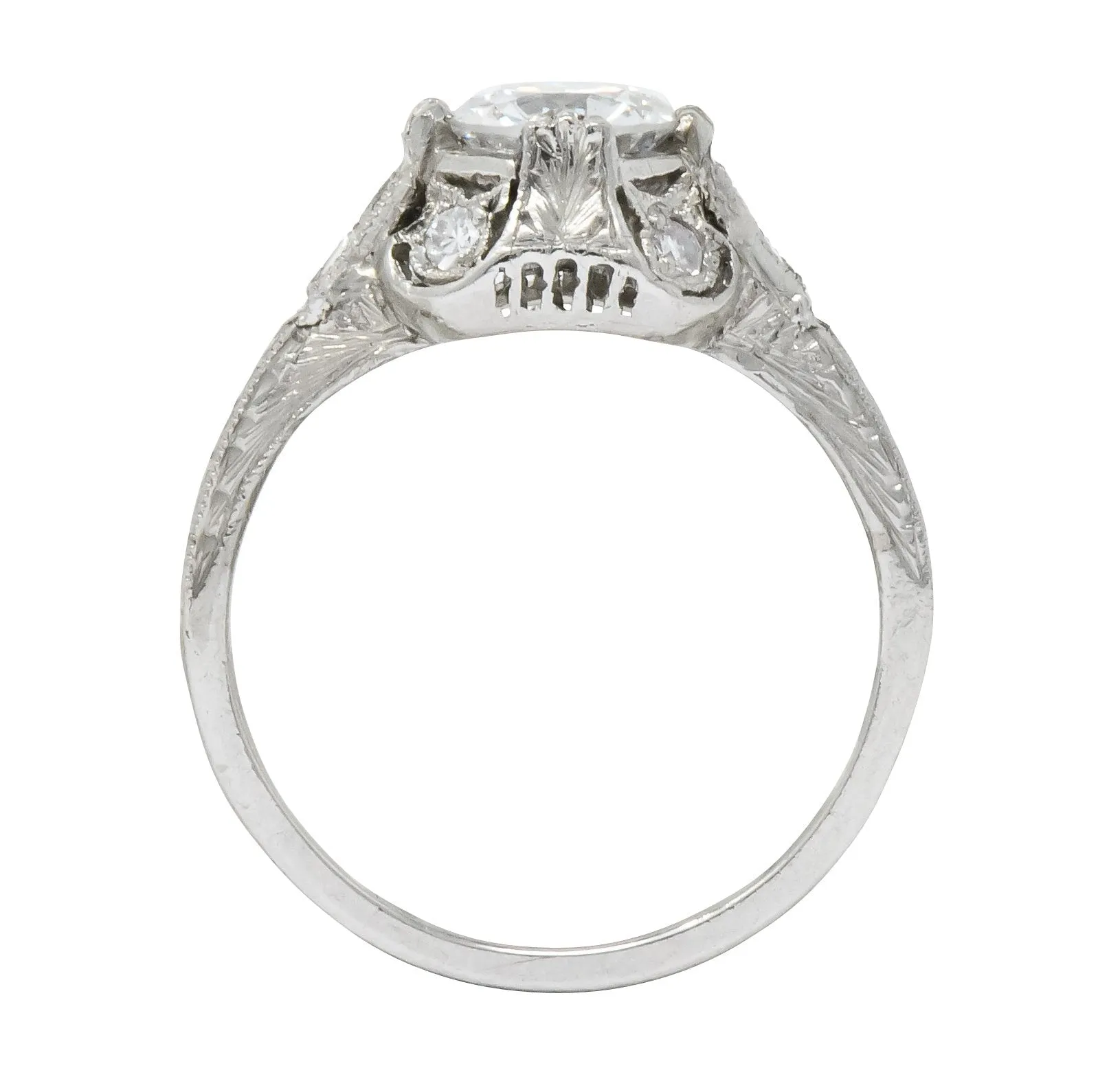 Edwardian 1.20 CTW Diamond Platinum Engagement Ring GIA