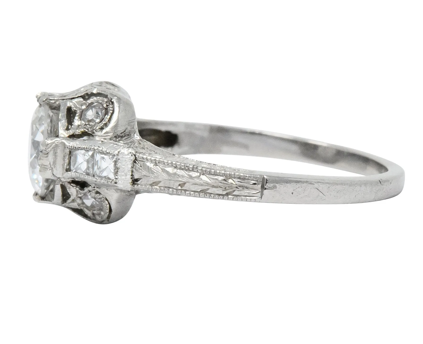 Edwardian 1.20 CTW Diamond Platinum Engagement Ring GIA