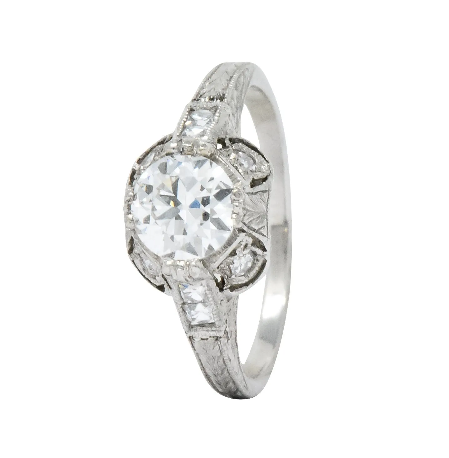 Edwardian 1.20 CTW Diamond Platinum Engagement Ring GIA