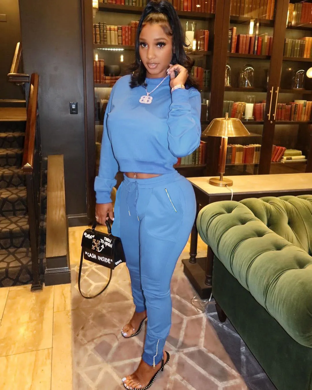 Effortlessly Stylish Long Sleeve T-Shirt and Sports Pants Relaxed Two-Piece Set