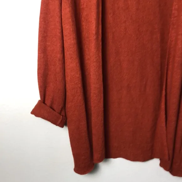 EILEEN FISHER Woman Plus 2X Terracotta Linen Open Front Long Tunic Lagenlook
