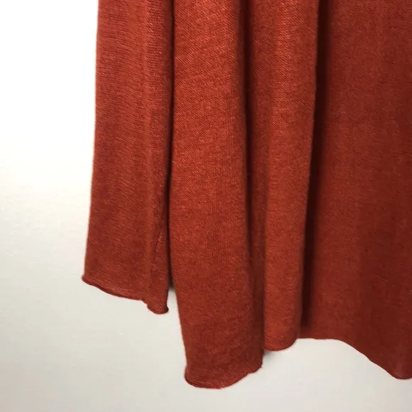 EILEEN FISHER Woman Plus 2X Terracotta Linen Open Front Long Tunic Lagenlook