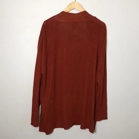 EILEEN FISHER Woman Plus 2X Terracotta Linen Open Front Long Tunic Lagenlook