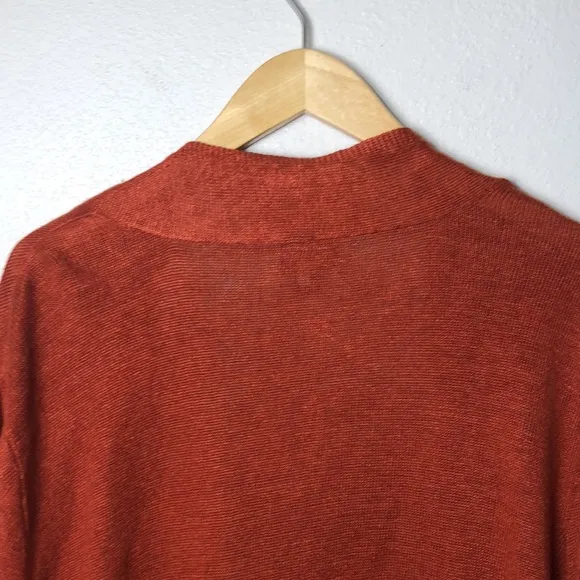 EILEEN FISHER Woman Plus 2X Terracotta Linen Open Front Long Tunic Lagenlook