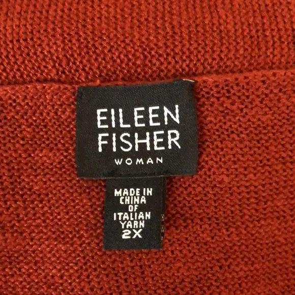 EILEEN FISHER Woman Plus 2X Terracotta Linen Open Front Long Tunic Lagenlook