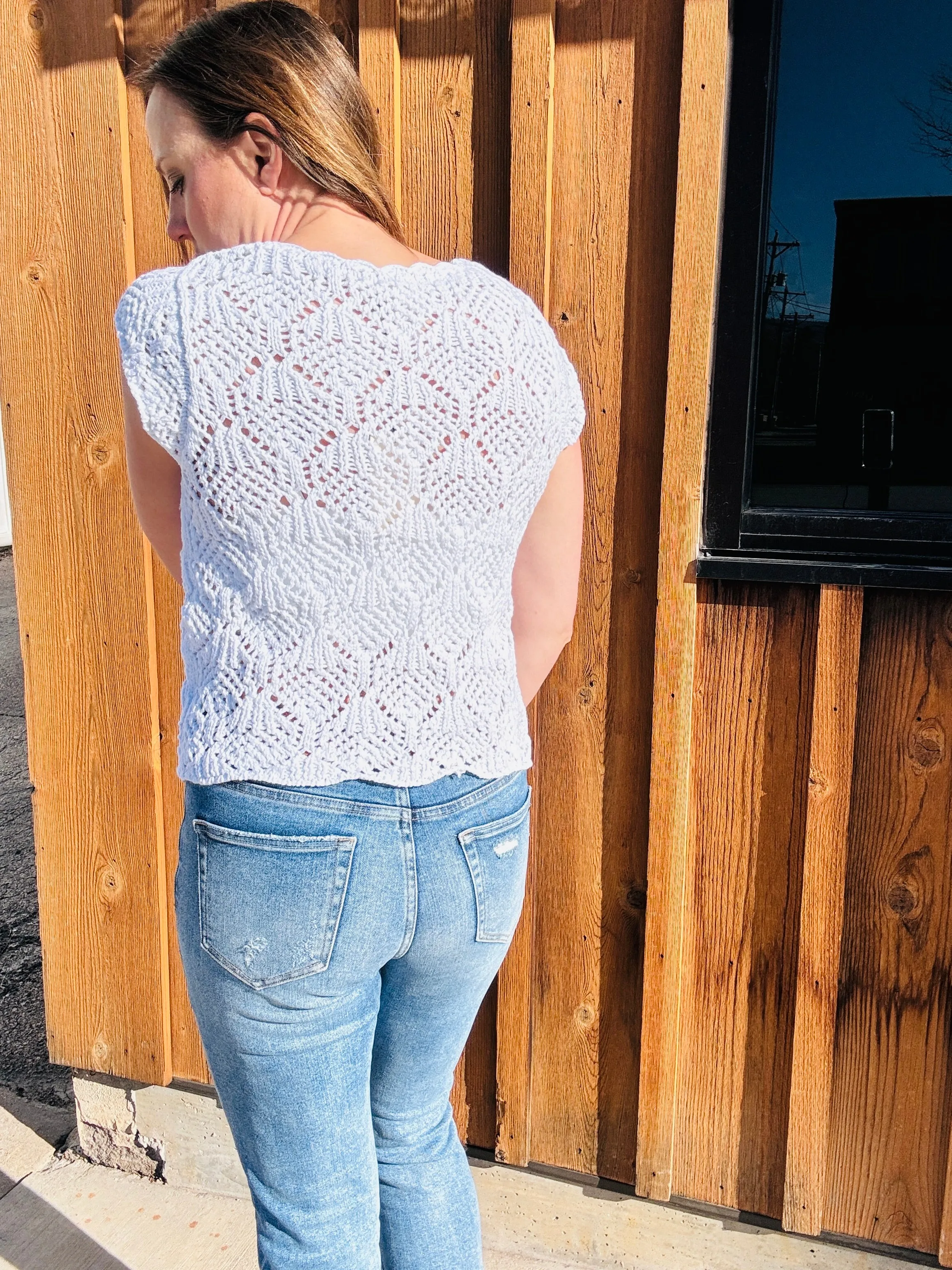 ELAN Sleeveless Crochet Sweater
