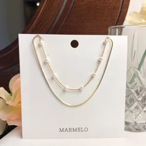 Elegant 18K Gold Plated Layered Multi Strand Pearl Necklace