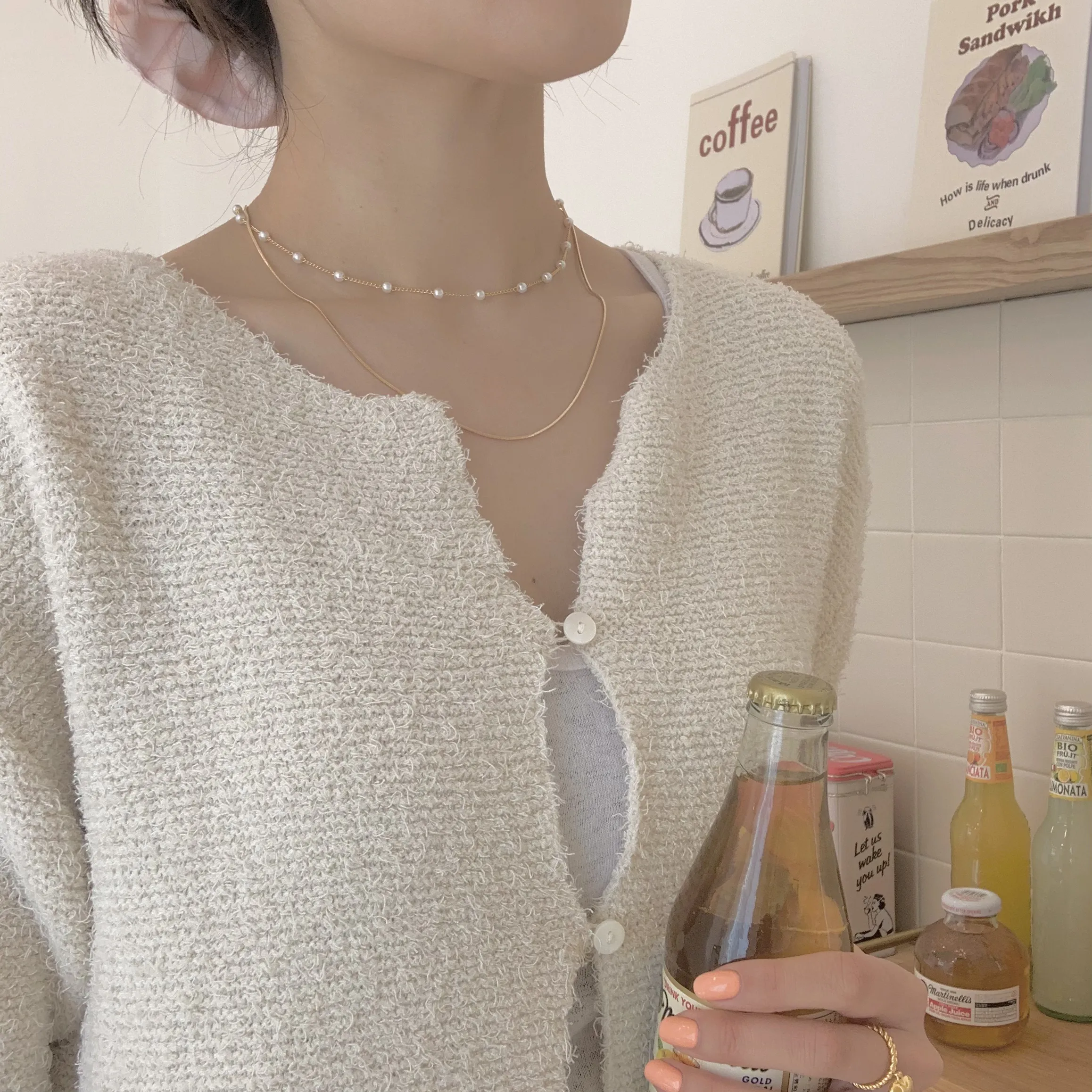Elegant 18K Gold Plated Layered Multi Strand Pearl Necklace