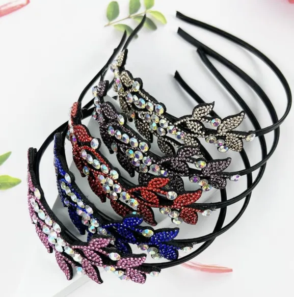 Elegant Fashion Headband of Leaf Rhinestones Pattern