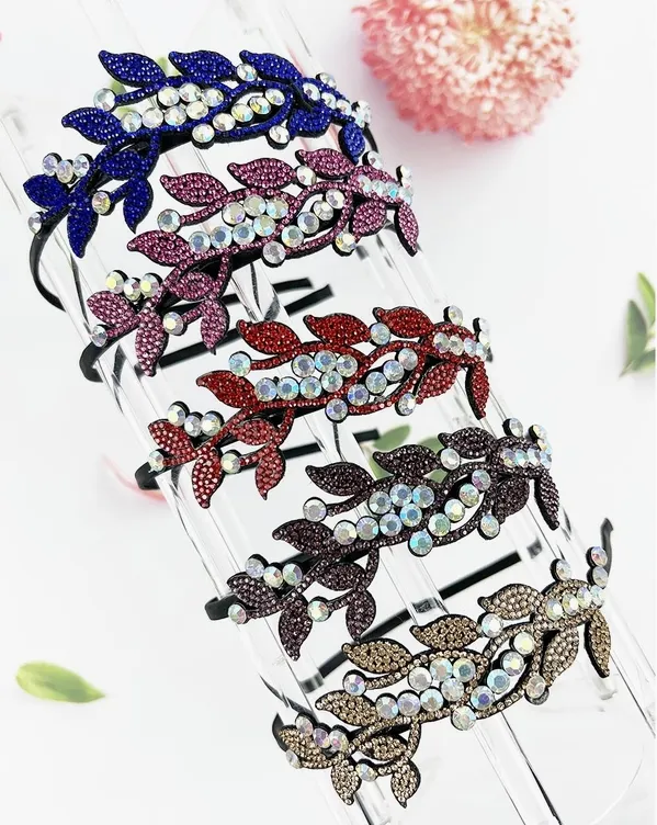 Elegant Fashion Headband of Leaf Rhinestones Pattern