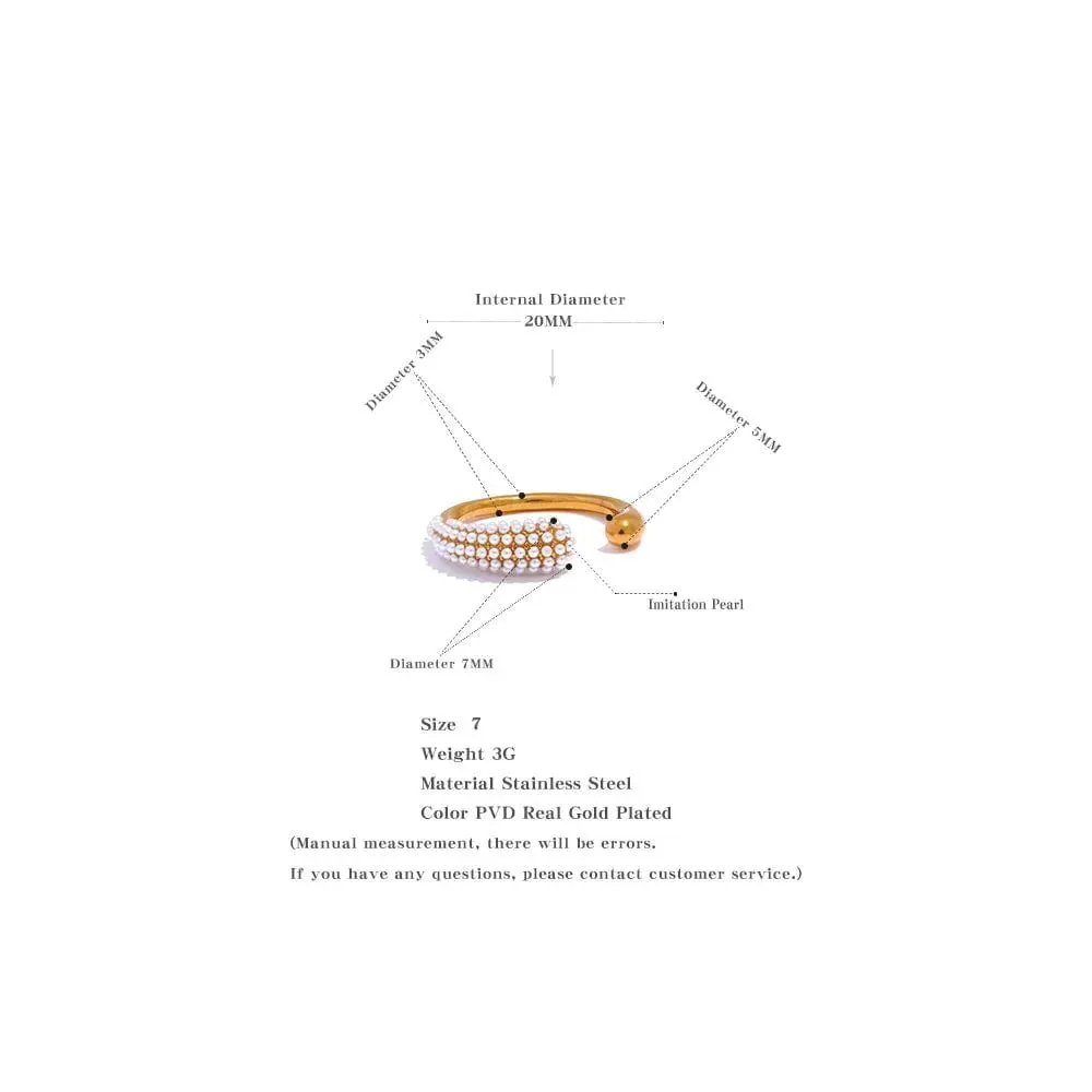Elegant Imitation Pearls Golden Open Fashion Ring for Women