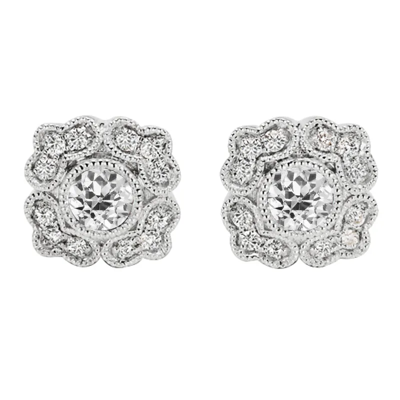 Elegant Natural Diamond Studs Vintage Style Earrings Old Miner 4.50 Ct