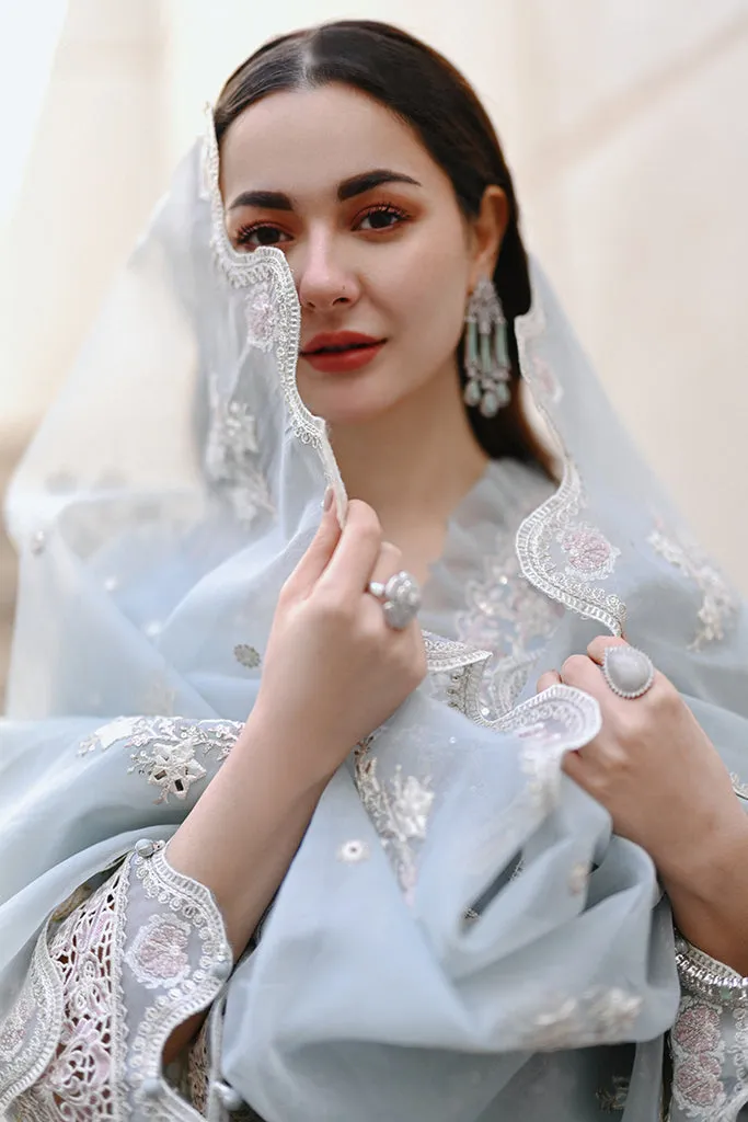 Elegant Pakistani Blue Dress in Kameez Trouser Style