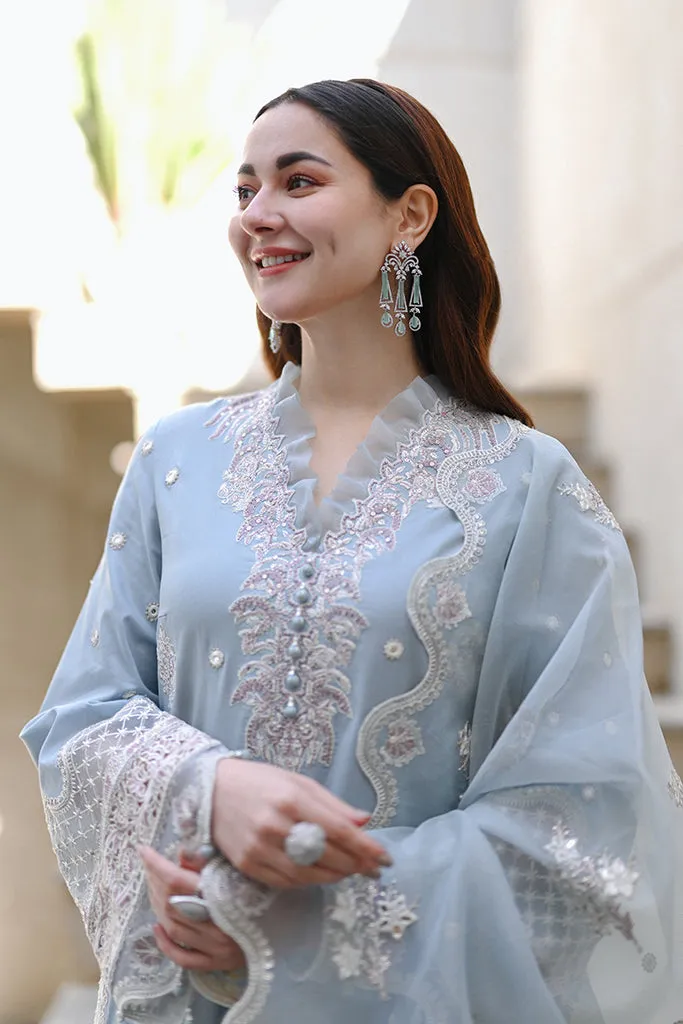 Elegant Pakistani Blue Dress in Kameez Trouser Style