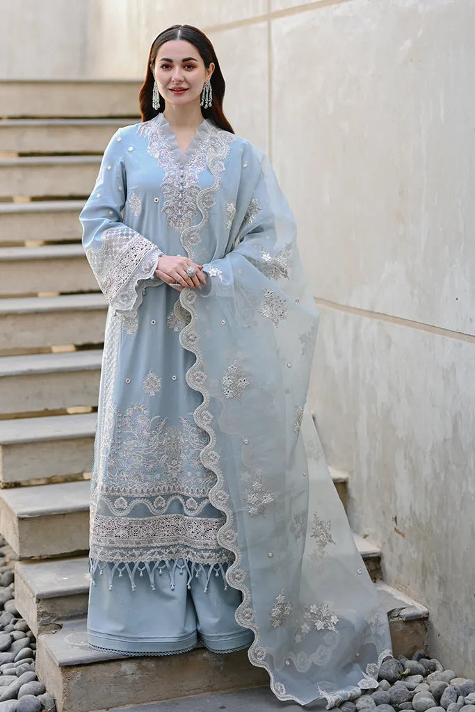 Elegant Pakistani Blue Dress in Kameez Trouser Style