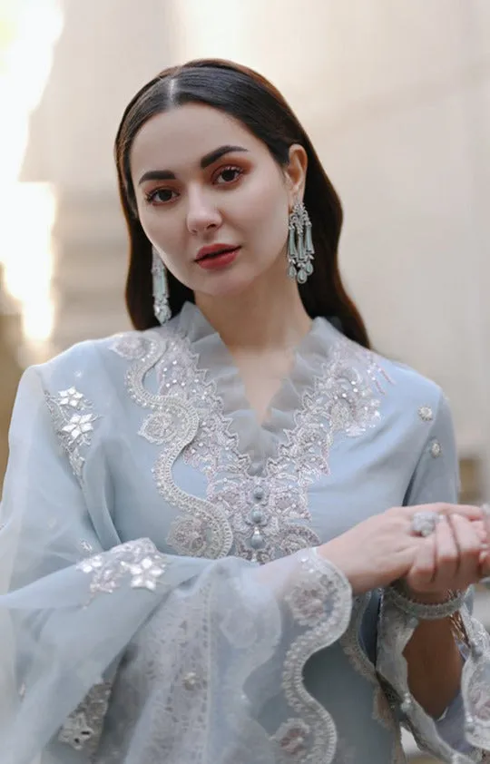 Elegant Pakistani Blue Dress in Kameez Trouser Style