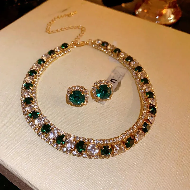 Elegant Pearl Clavicle Chain Pendant Necklaces Earrings Choker