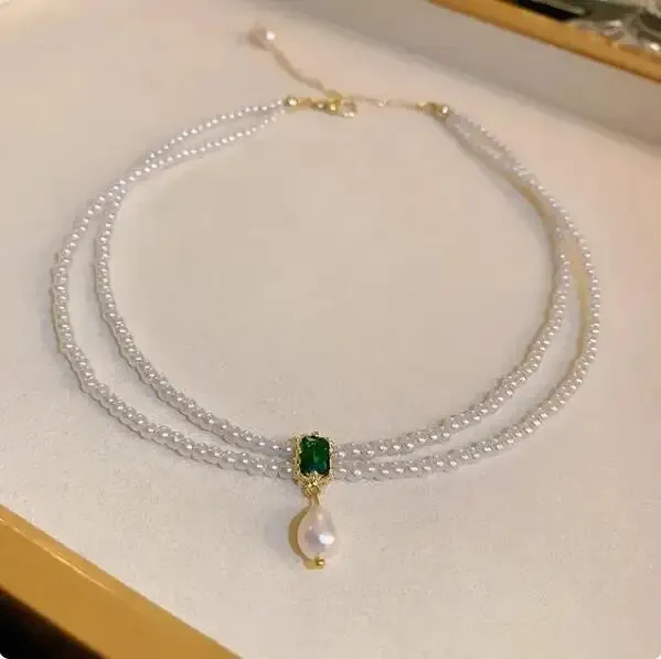 Elegant Pearl Clavicle Chain Pendant Necklaces Earrings Choker