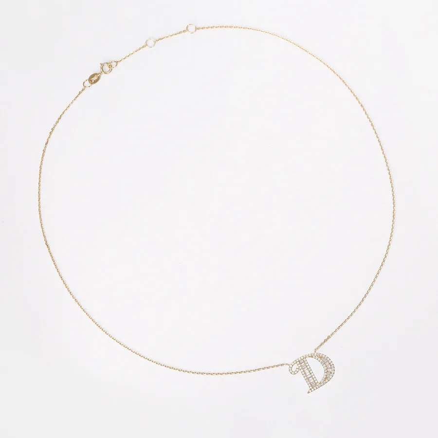 Elegant S925 Silver,14K Gold Plated CZ Diamond Initial D Necklace