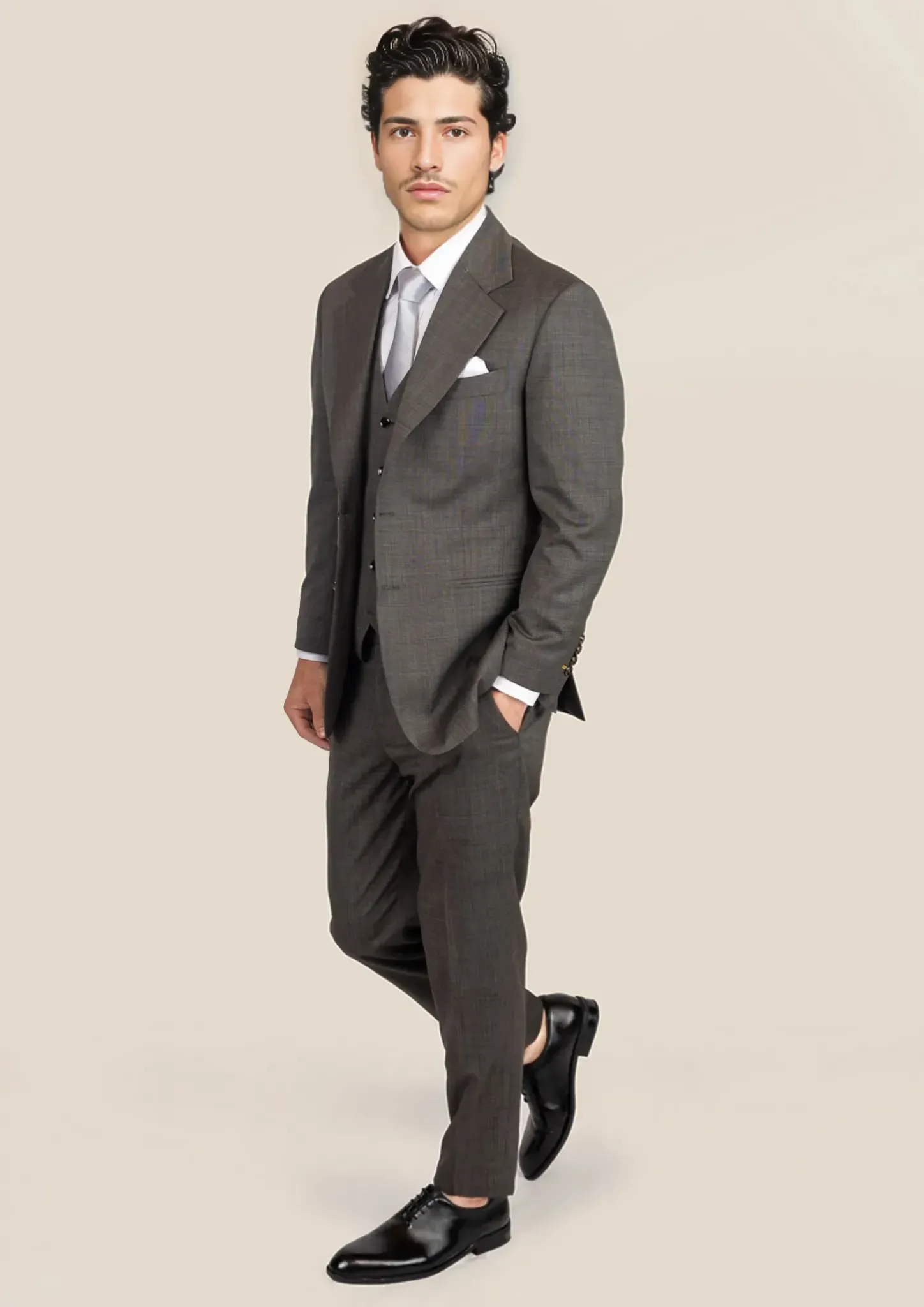 Ellis Carbon Grey Pindot Suit