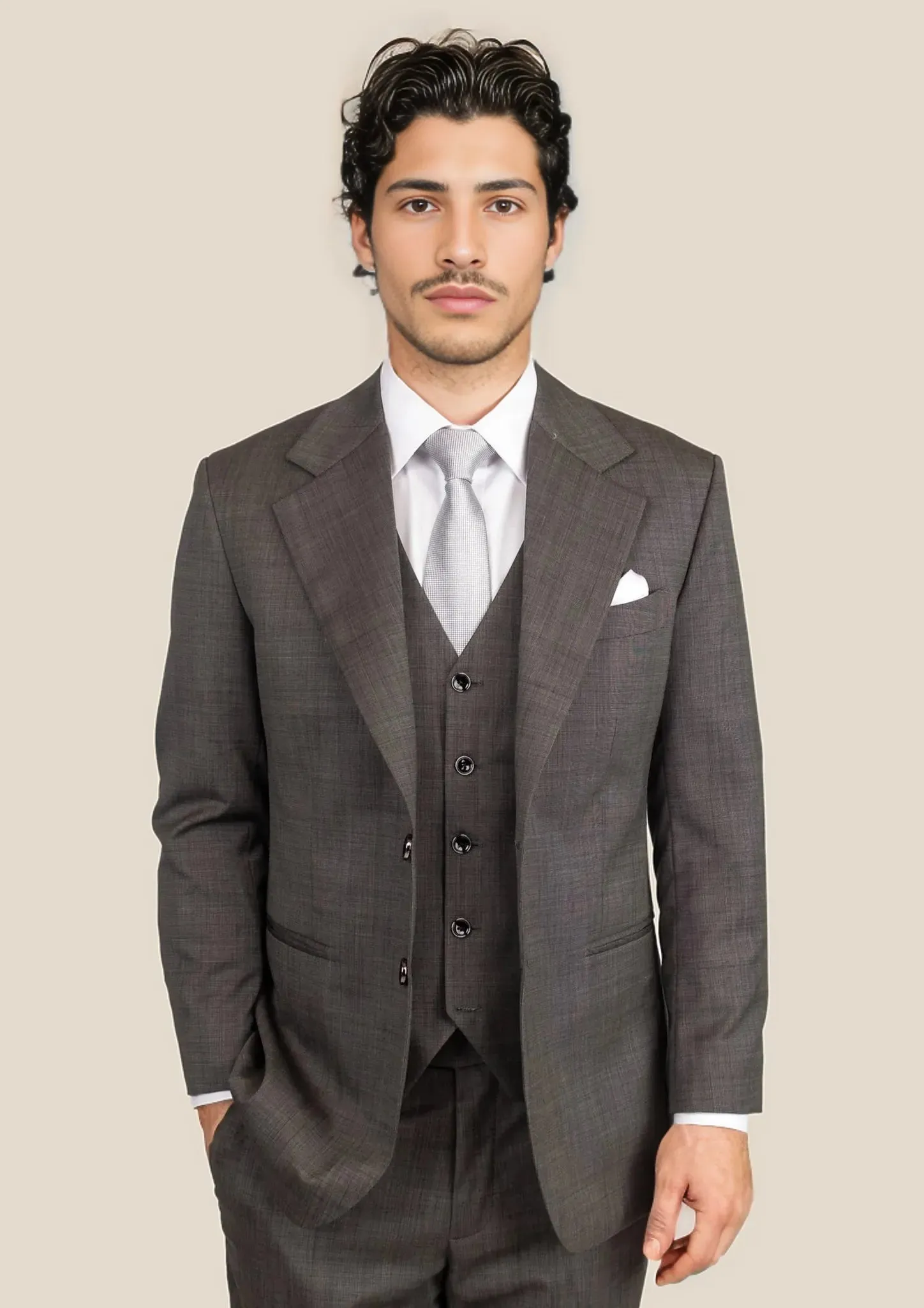 Ellis Carbon Grey Pindot Suit