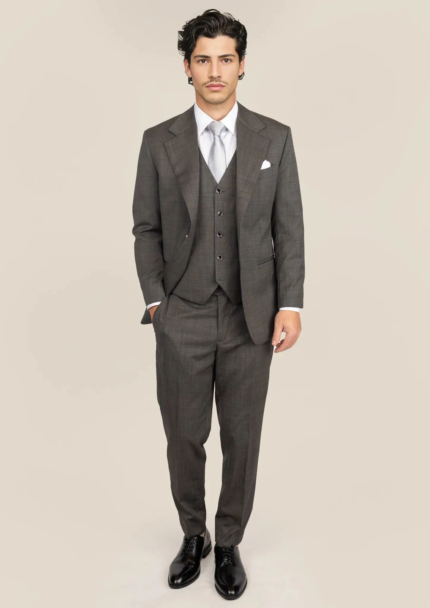 Ellis Carbon Grey Pindot Suit