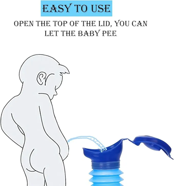 Emergency Urinal for Kids Adult Portable Reusable Outdoor Urinal Potty Pee Bottle, Outdoor Shrinkable Urinal for Travel, Camping, Hiking, Traffic Jam and Queuing-2 Pack 750ml Black and Blue
