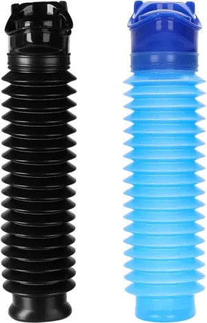 Emergency Urinal for Kids Adult Portable Reusable Outdoor Urinal Potty Pee Bottle, Outdoor Shrinkable Urinal for Travel, Camping, Hiking, Traffic Jam and Queuing-2 Pack 750ml Black and Blue