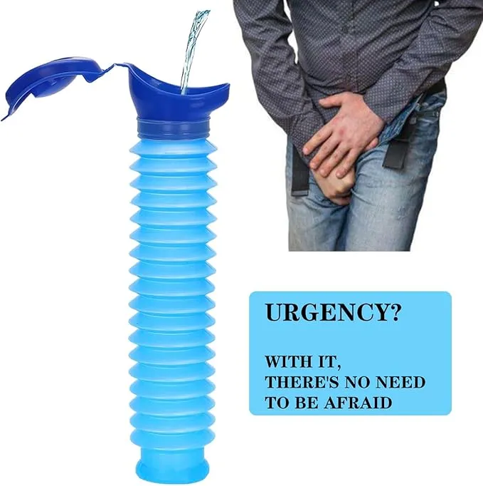 Emergency Urinal for Kids Adult Portable Reusable Outdoor Urinal Potty Pee Bottle, Outdoor Shrinkable Urinal for Travel, Camping, Hiking, Traffic Jam and Queuing-2 Pack 750ml Black and Blue