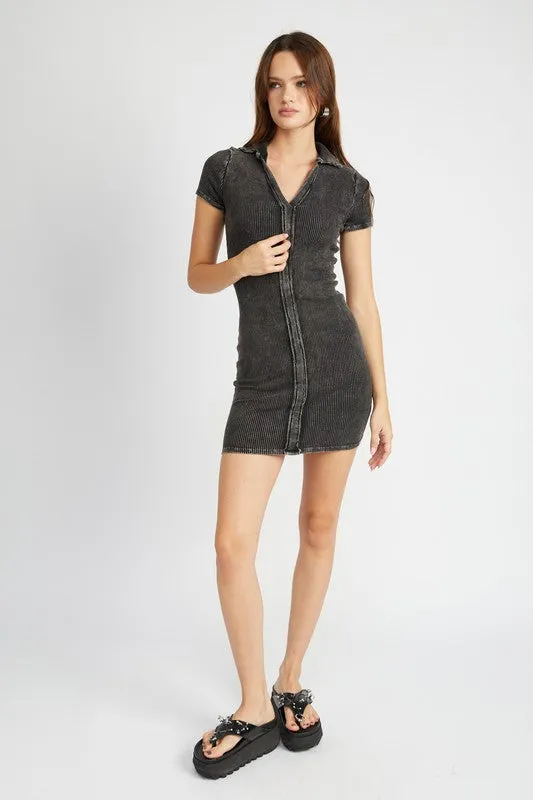 Emory Park Exposed Seam Collared Mini Dress