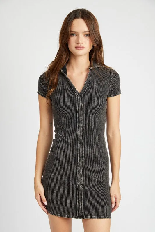 Emory Park Exposed Seam Collared Mini Dress