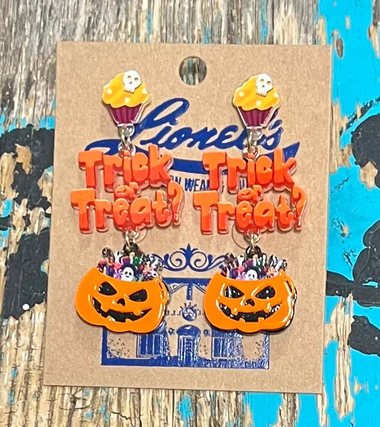 Enamel Trick or Treat Fashion Earrings