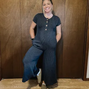 Errands & Chill Button Up Ribbed Jumpsuit