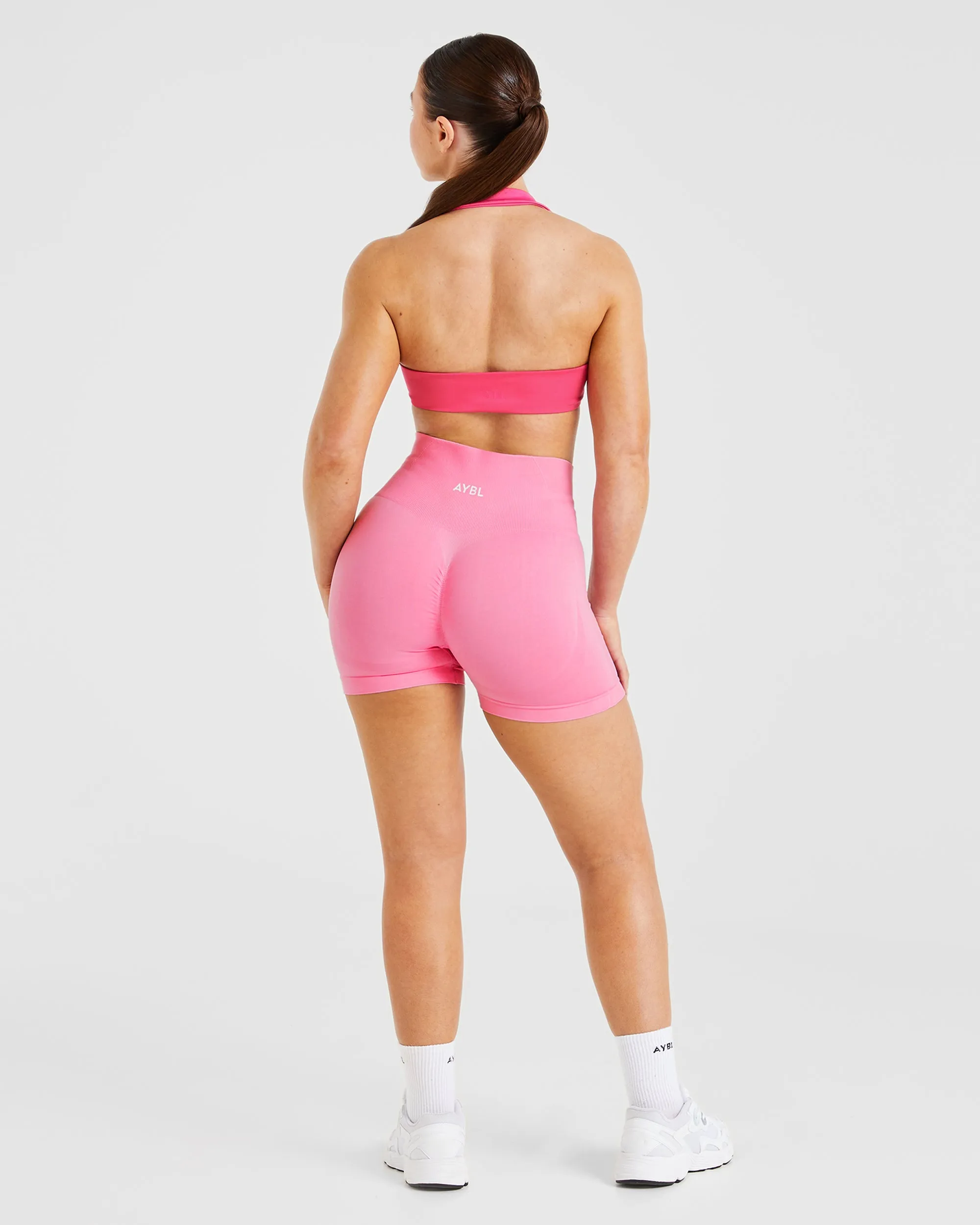 Essential Halterneck Sports Bra - Hot Pink